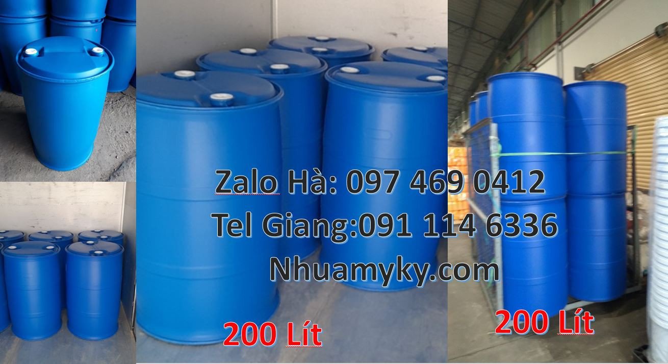Bán thùng phuy nhựa 150l màu xanh nắp đậy,thùng phuy 220l nắp chiết ro