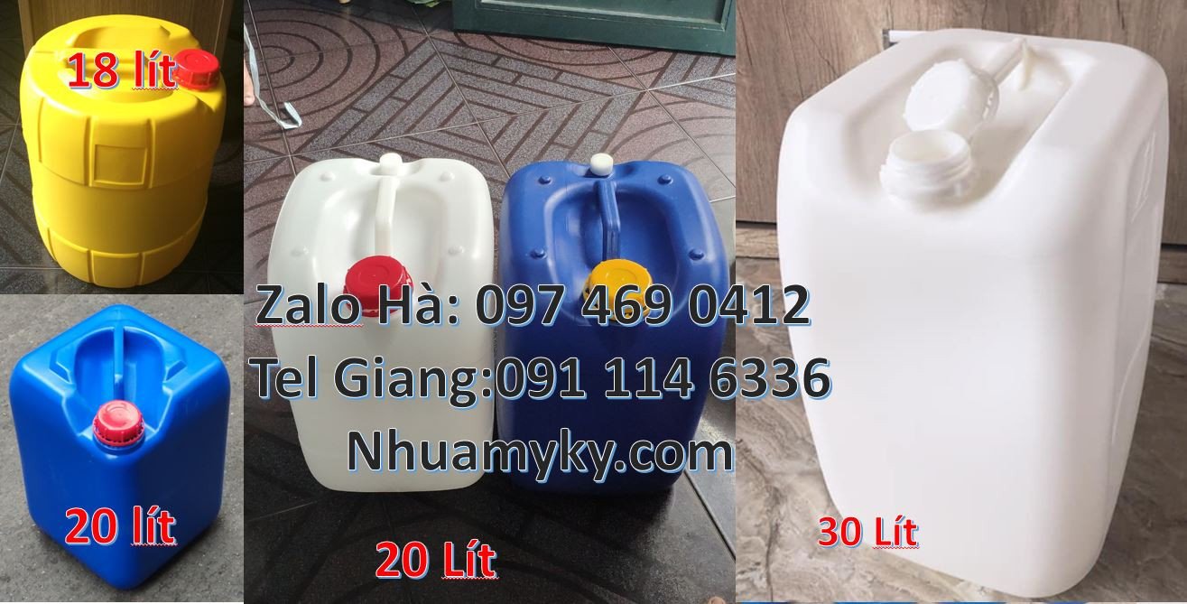 Bán can nhựa hdpe màu trắng,can nhựa 20l vuông đựng nước sinh hoạt giá