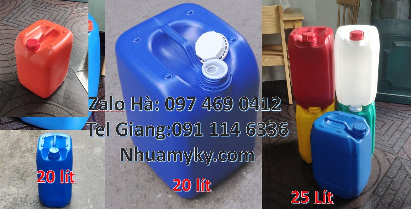 Bán can nhựa hdpe màu trắng,can nhựa 20l vuông đựng nước sinh hoạt giá