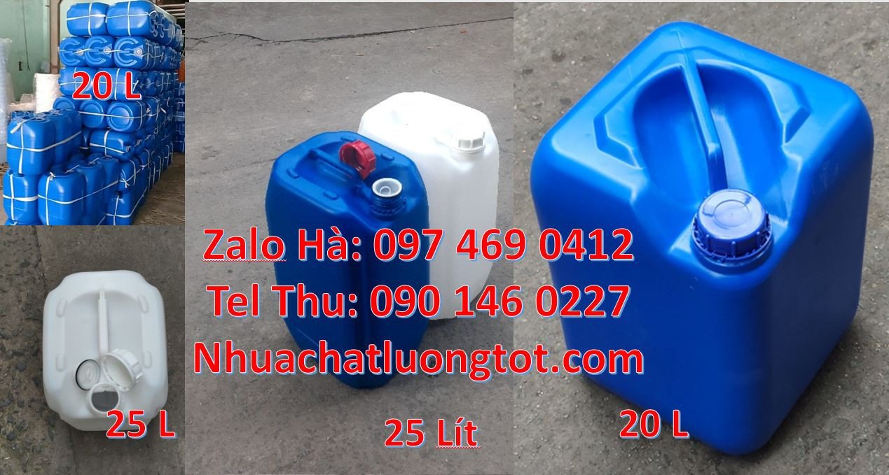 Bán can nhựa đựng hóa chất,can nhựa 20l vuông màu trắng đựng thực phẩm