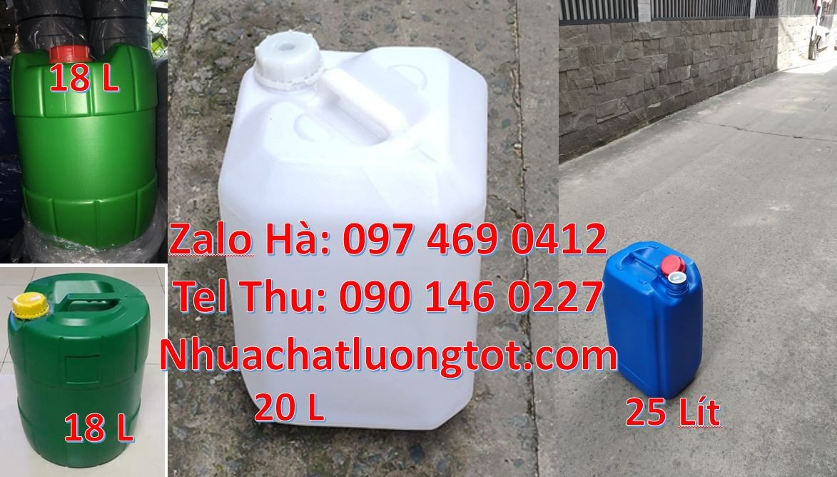Bán can nhựa đựng hóa chất,can nhựa 20l vuông màu trắng đựng thực phẩm
