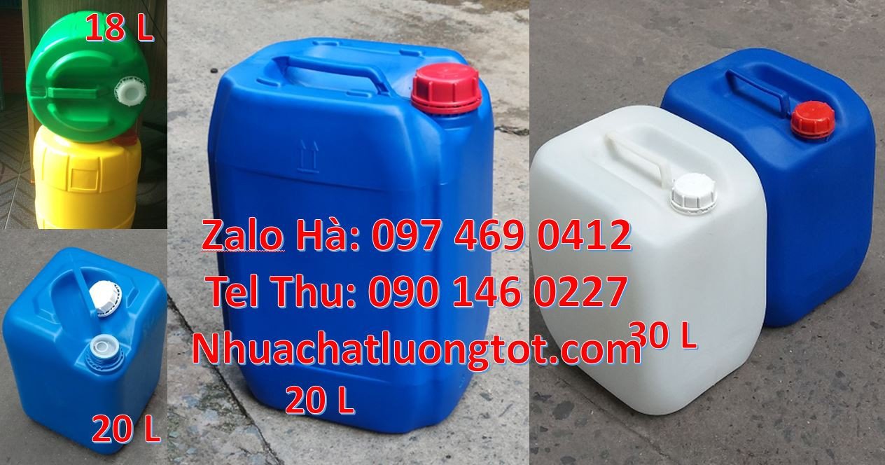 Bán can nhựa đựng hóa chất,can nhựa 20l vuông màu trắng đựng thực phẩm