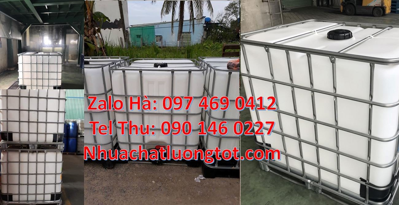Bán thùng ibc 1000l có khung thép,thùng tank nhựa 1000l có nắp chiết r