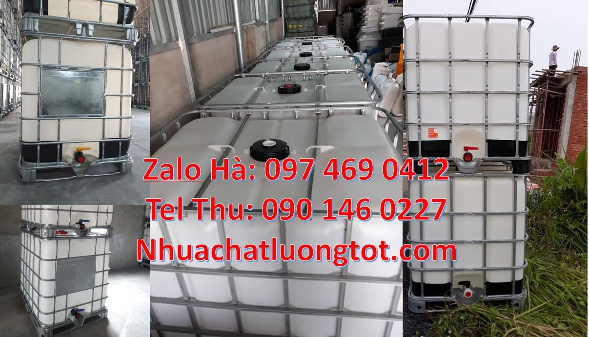 Bán thùng ibc 1000l có khung thép,thùng tank nhựa 1000l có nắp chiết r