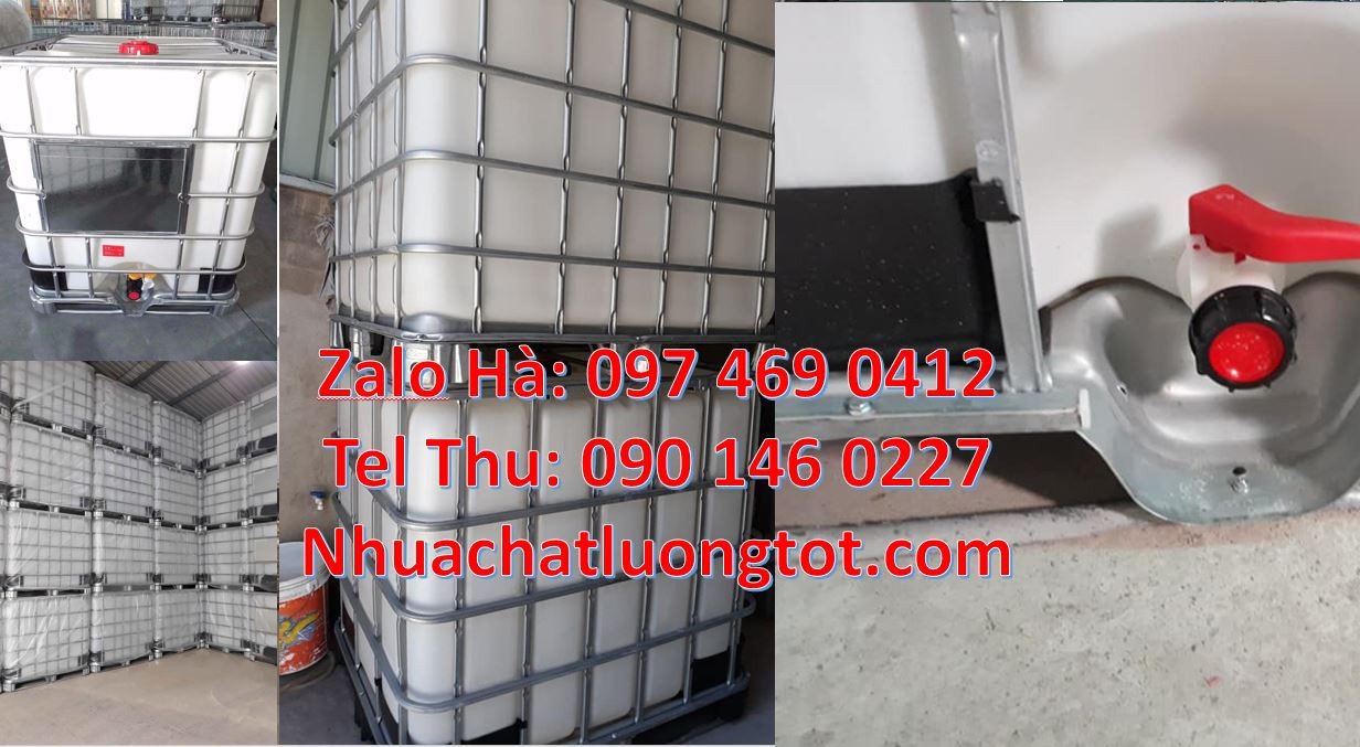 Bán thùng ibc 1000l có khung thép,thùng tank nhựa 1000l có nắp chiết r