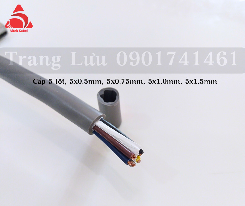 Cáp điều khiển 5x0.5mm, 5x0.75mm, 5x1.0mm, 5x1.5mm