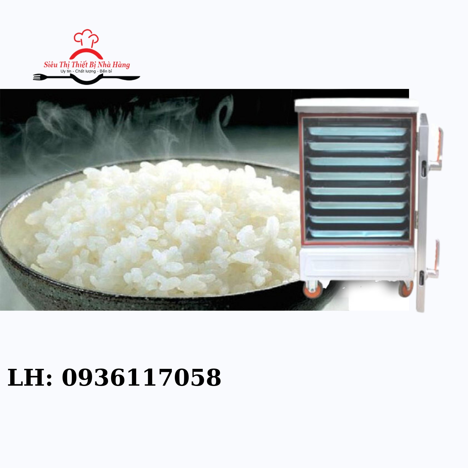 Tủ nấu cơm công nghiệp 8 khay dùng điện