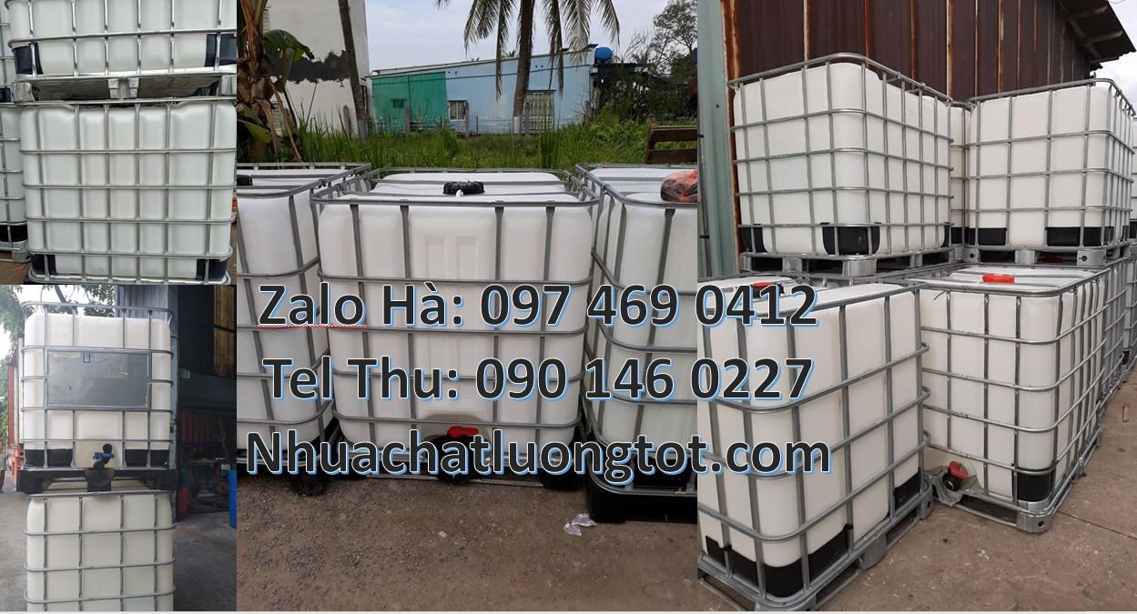 Bán tank nhựa 1000l màu trắng,thùng nhựa ibc 1000 l khung thép đựng nu
