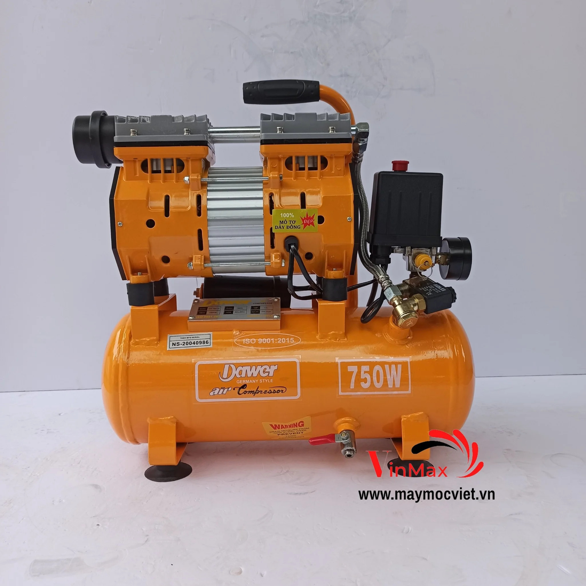 Máy nén khí 30L công suất 750W không dầu DAWER