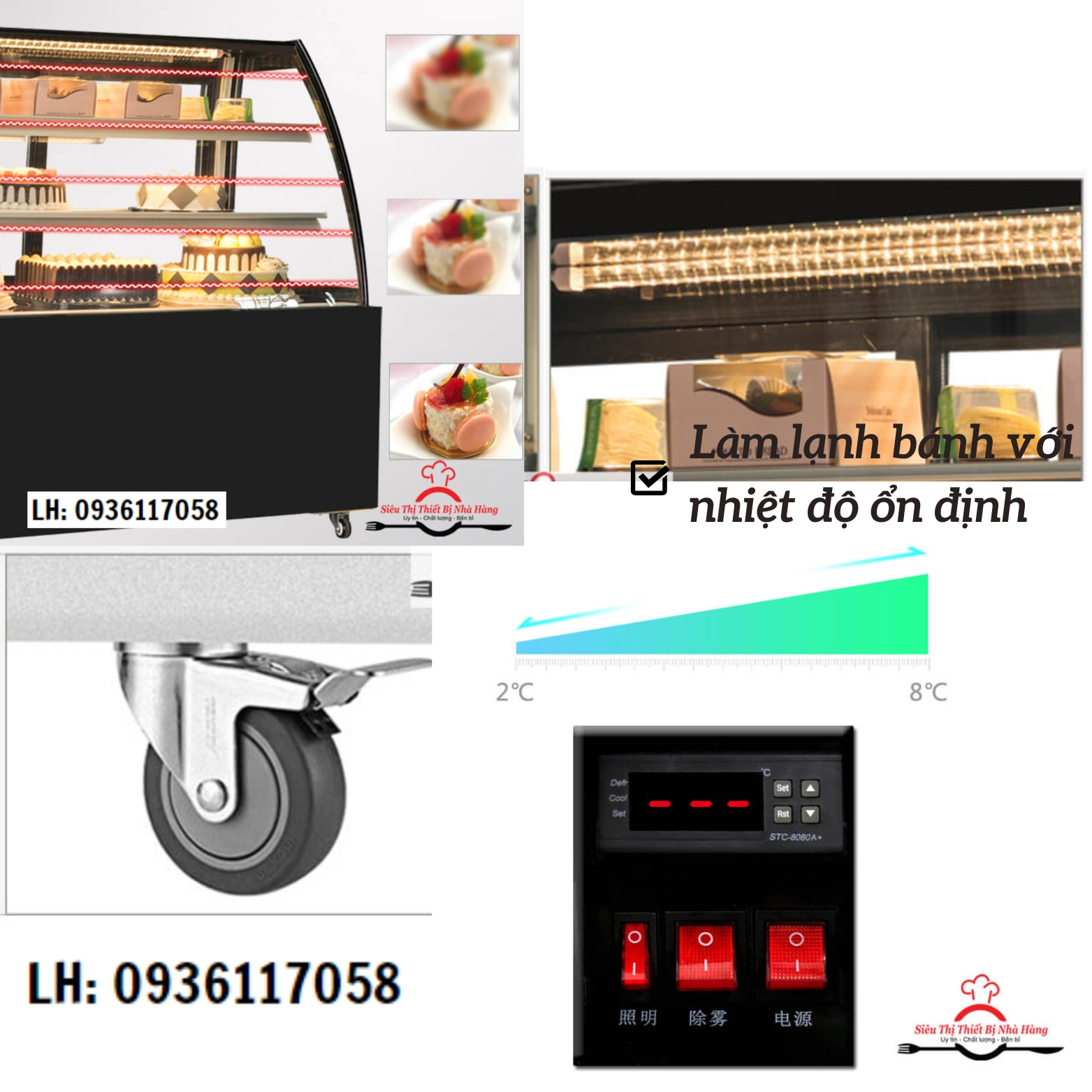 Tủ trưng bày bánh sinh nhật kính cong 3 khay