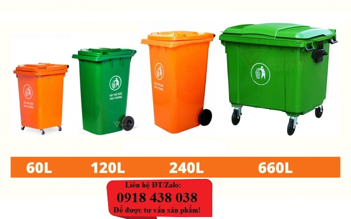 Thùng rác nhựa, thùng rác 120l, 240l nhập khẩu giá rẻ