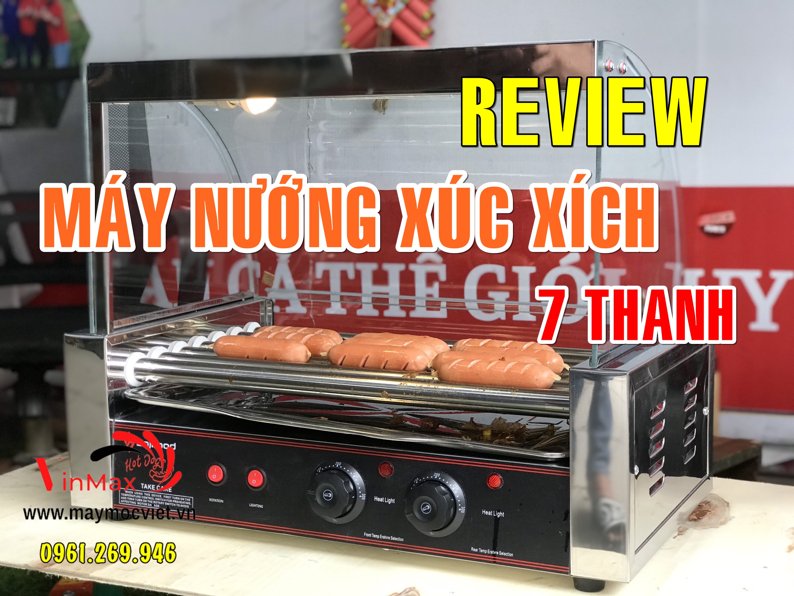 Máy nướng xúc xích 7 thanh kính cong hiện đại