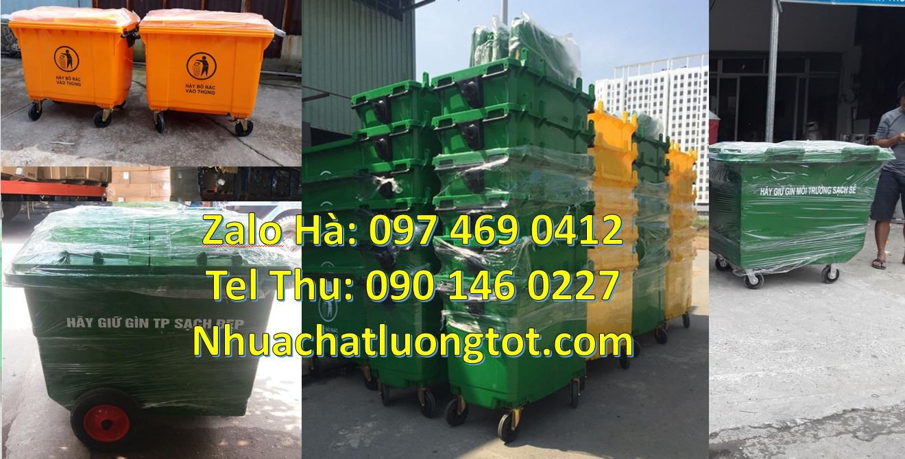 Bán xe thu gom rác 660l có 3 bánh hơi,xe thu gom rác 1000l có bánh cao