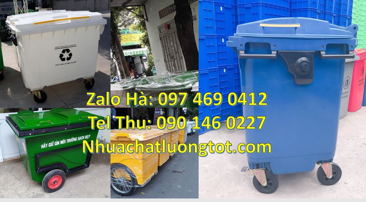 Bán xe thu gom rác 660l có 3 bánh hơi,xe thu gom rác 1000l có bánh cao