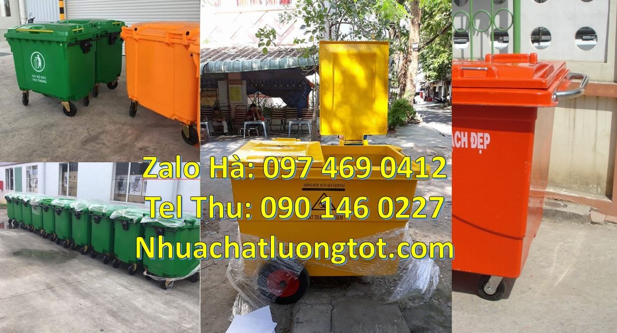 Bán xe thu gom rác 660l có 3 bánh hơi,xe thu gom rác 1000l có bánh cao