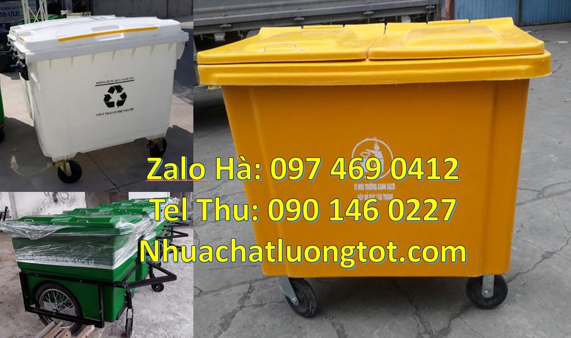 Bán xe thu gom rác 660l có 3 bánh hơi,xe thu gom rác 1000l có bánh cao