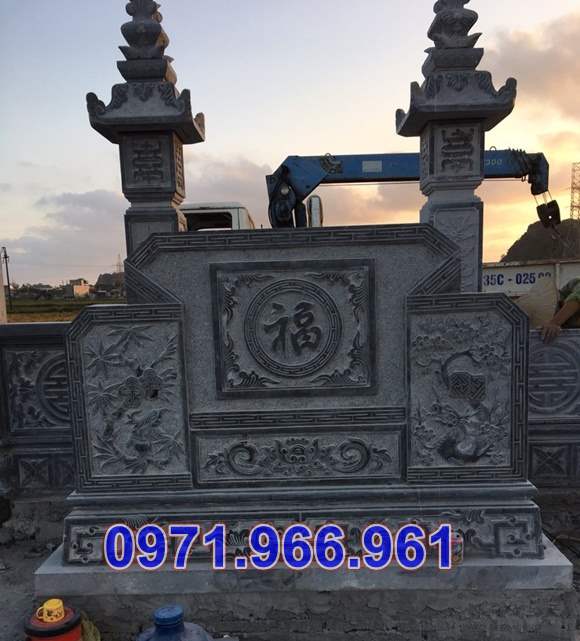 mẫu mộ đôi đơn giản không mái đá đẹp bán lào cai 324 - mộ đôi đá xanh