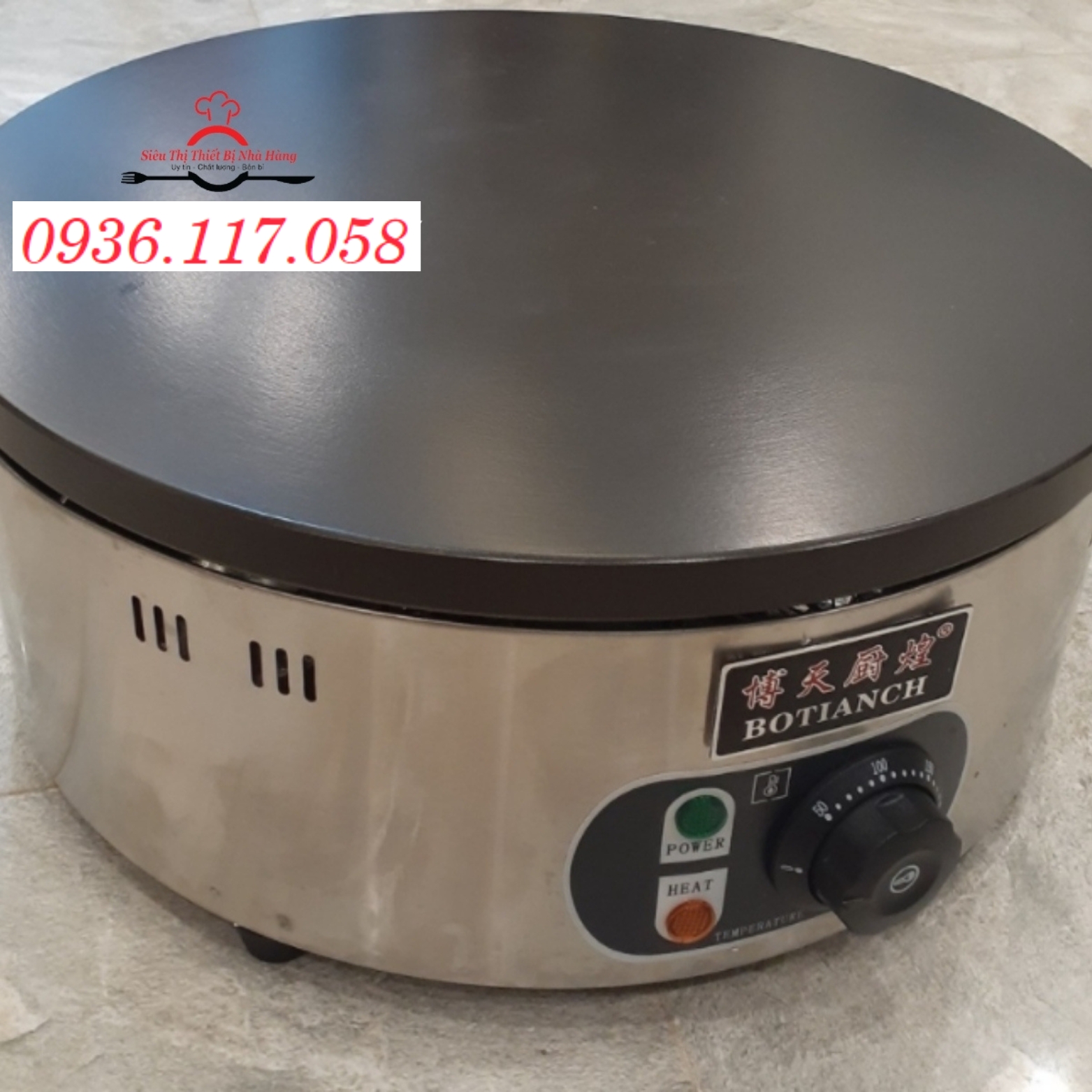 Máy làm bánh crepe đơn tròn dùng điện