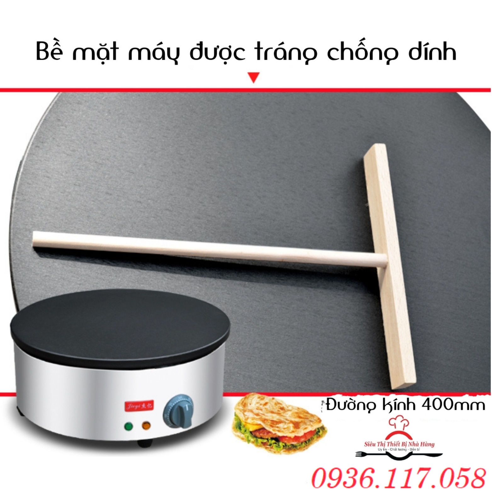 Máy làm bánh crepe đơn tròn dùng điện