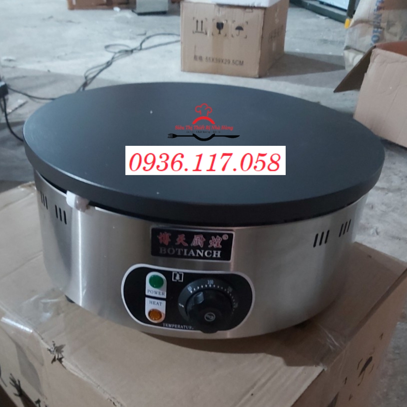 Máy làm bánh crepe đơn tròn dùng điện