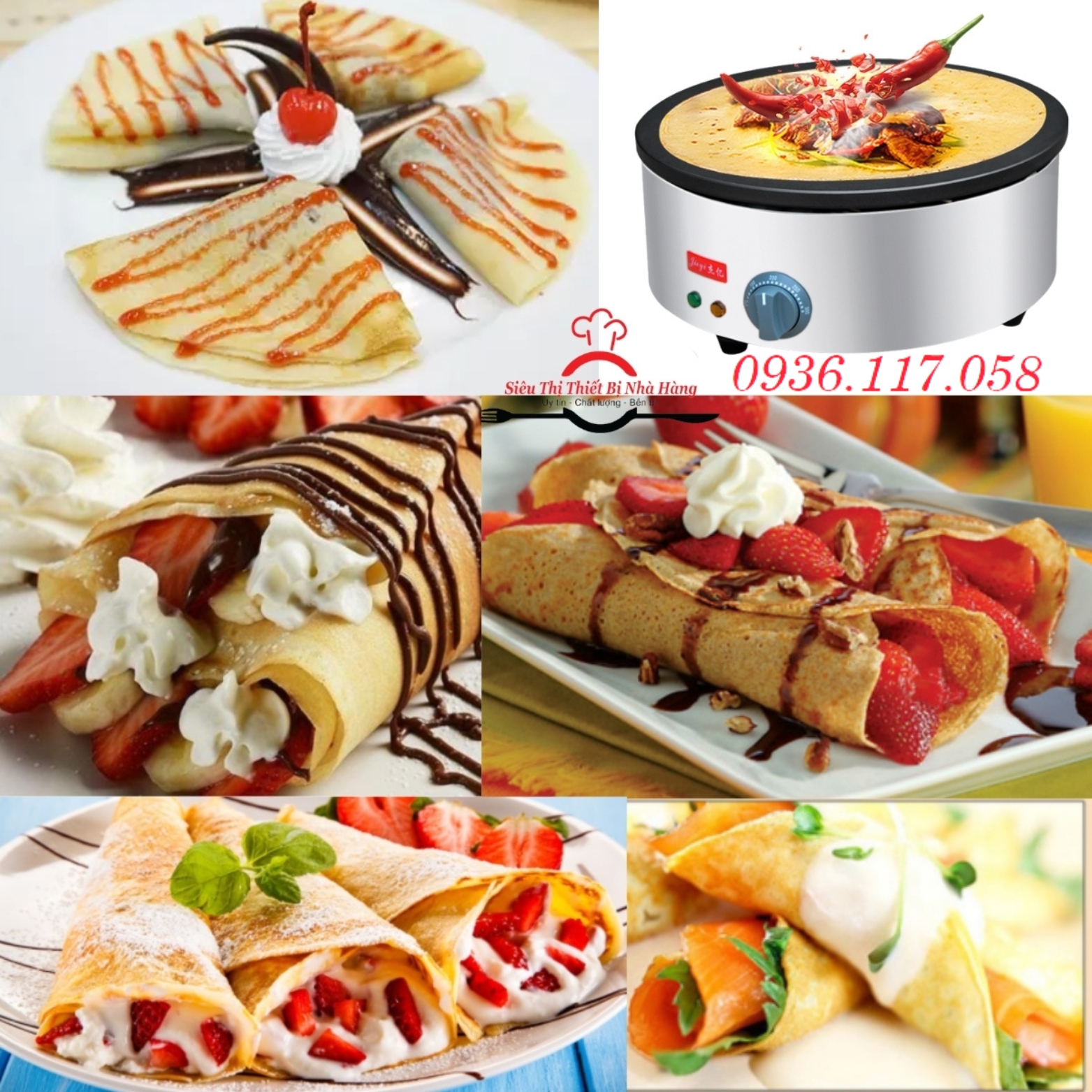 Máy làm bánh crepe đơn tròn dùng điện