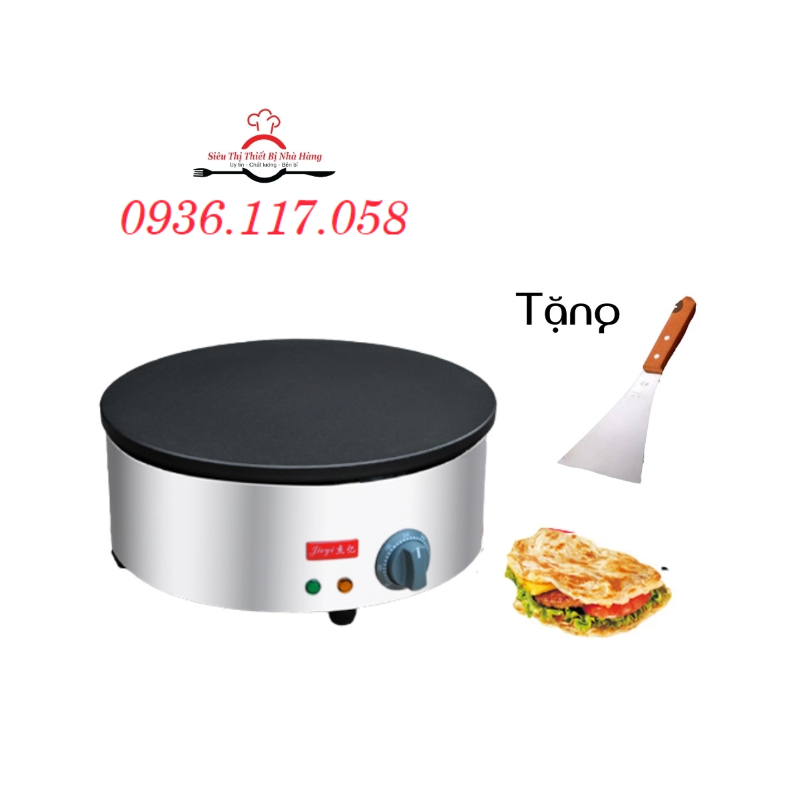 Máy làm bánh crepe đơn tròn dùng điện