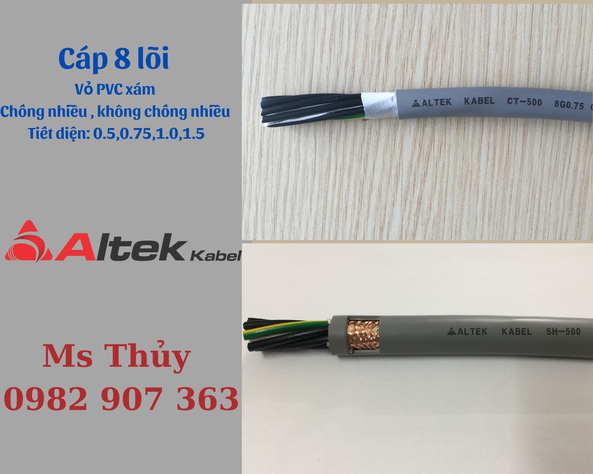 Cáp điều khiển 8 lõi altek kabel chính hãng