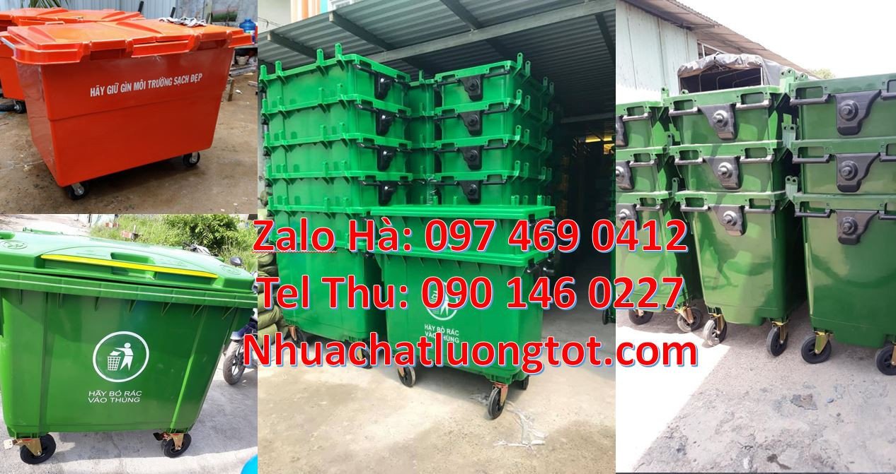 Xe thu gom rác cỡ lớn 1000l có 3 bánh hơi,xe thu gom rác 660l có 4 bán