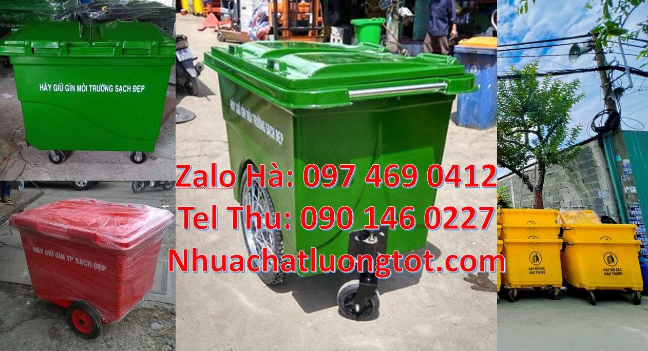 Xe thu gom rác cỡ lớn 1000l có 3 bánh hơi,xe thu gom rác 660l có 4 bán