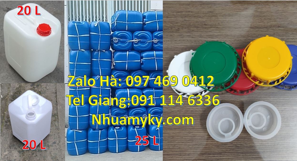 Bán can nhựa hdpe có nắp thoát khí,can nhựa 30l vuông màu trắng đục rẻ