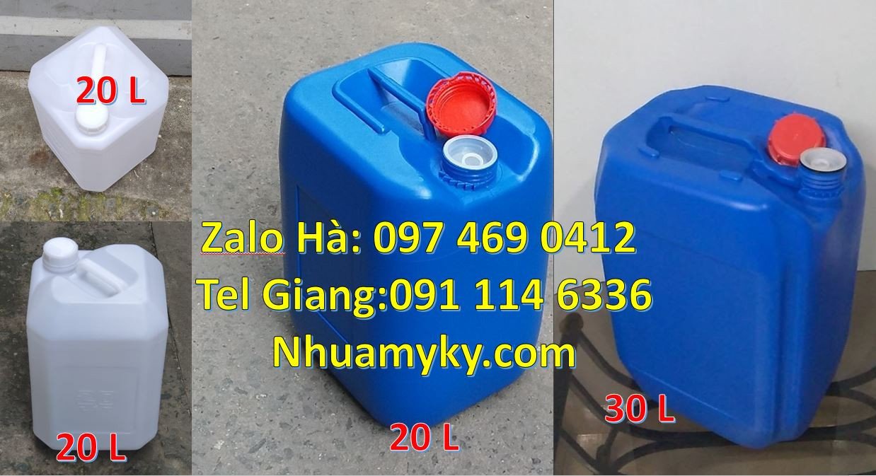 Bán can nhựa hdpe có nắp thoát khí,can nhựa 30l vuông màu trắng đục rẻ