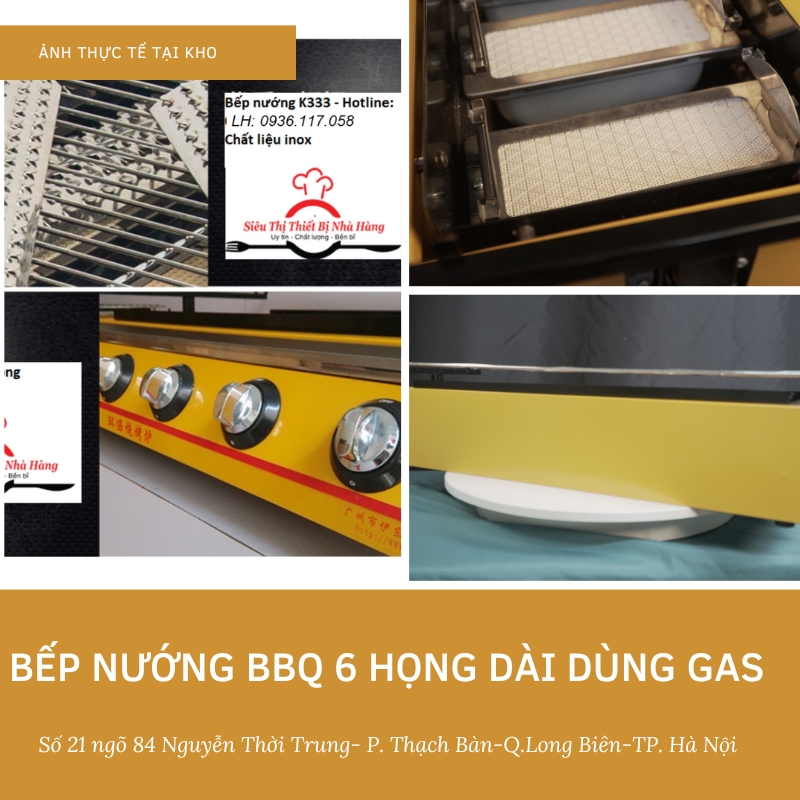 Bếp nướng BBQ 6 họng dài dùng gas