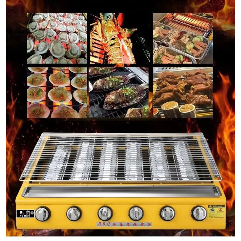 Bếp nướng BBQ 6 họng dài dùng gas