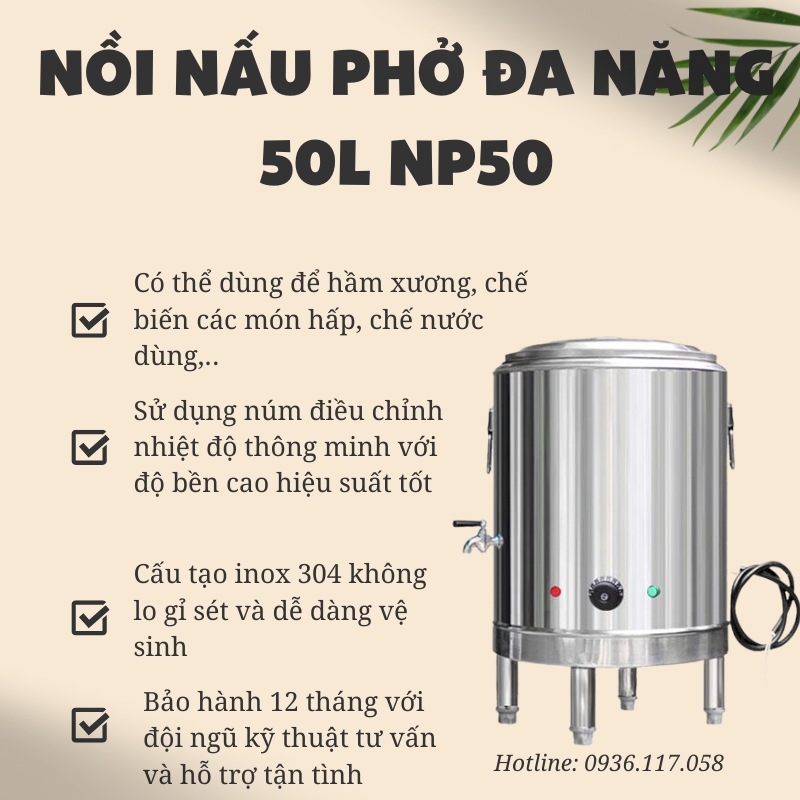 Nồi nấu phở đa năng 50L- thiết bị không thể thiếu trong quán ăn củabạn