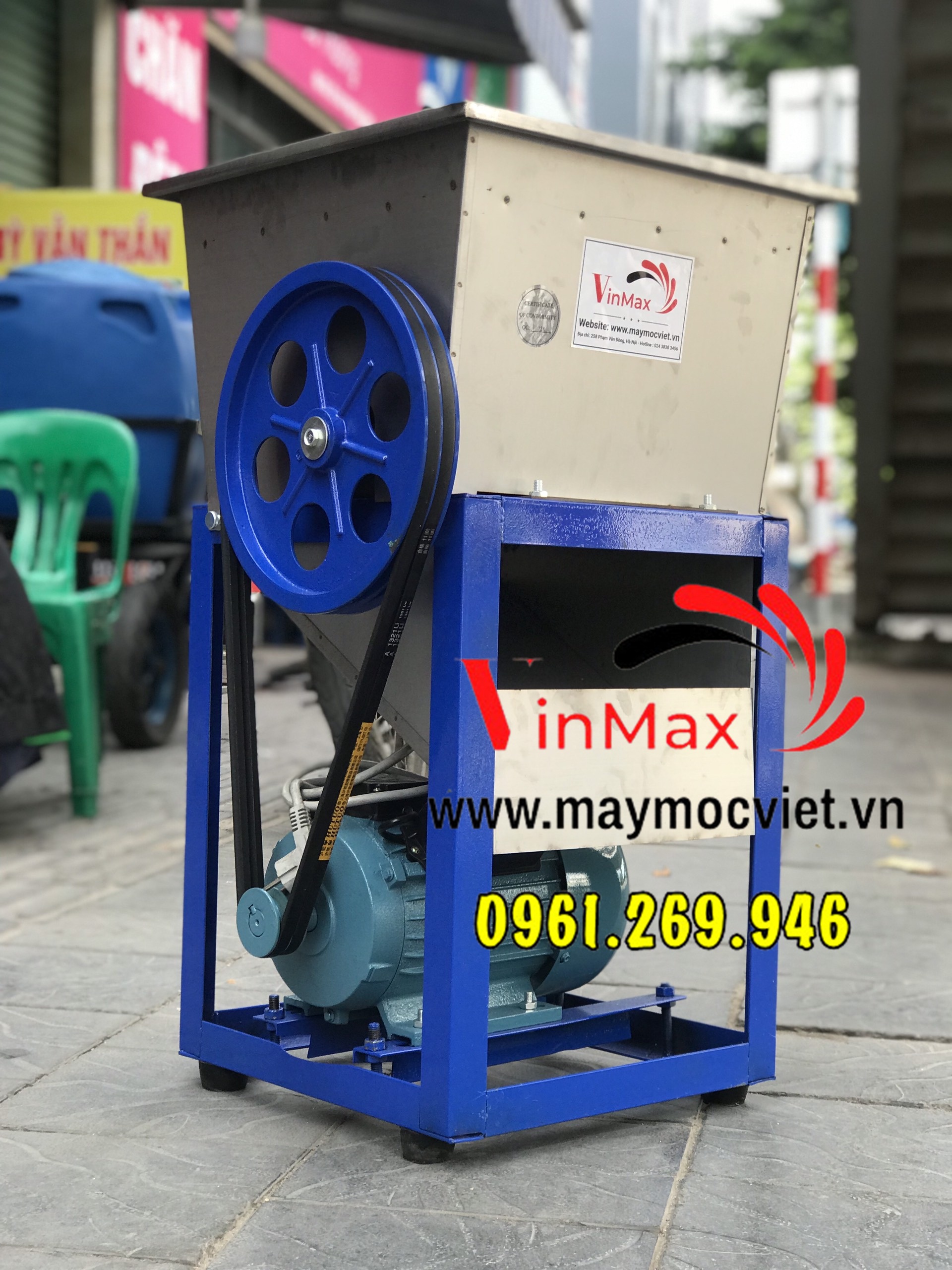 Máy cắt cá tươi 23 lưỡi buồng inox khung sắt động cơ điện 2.2kw