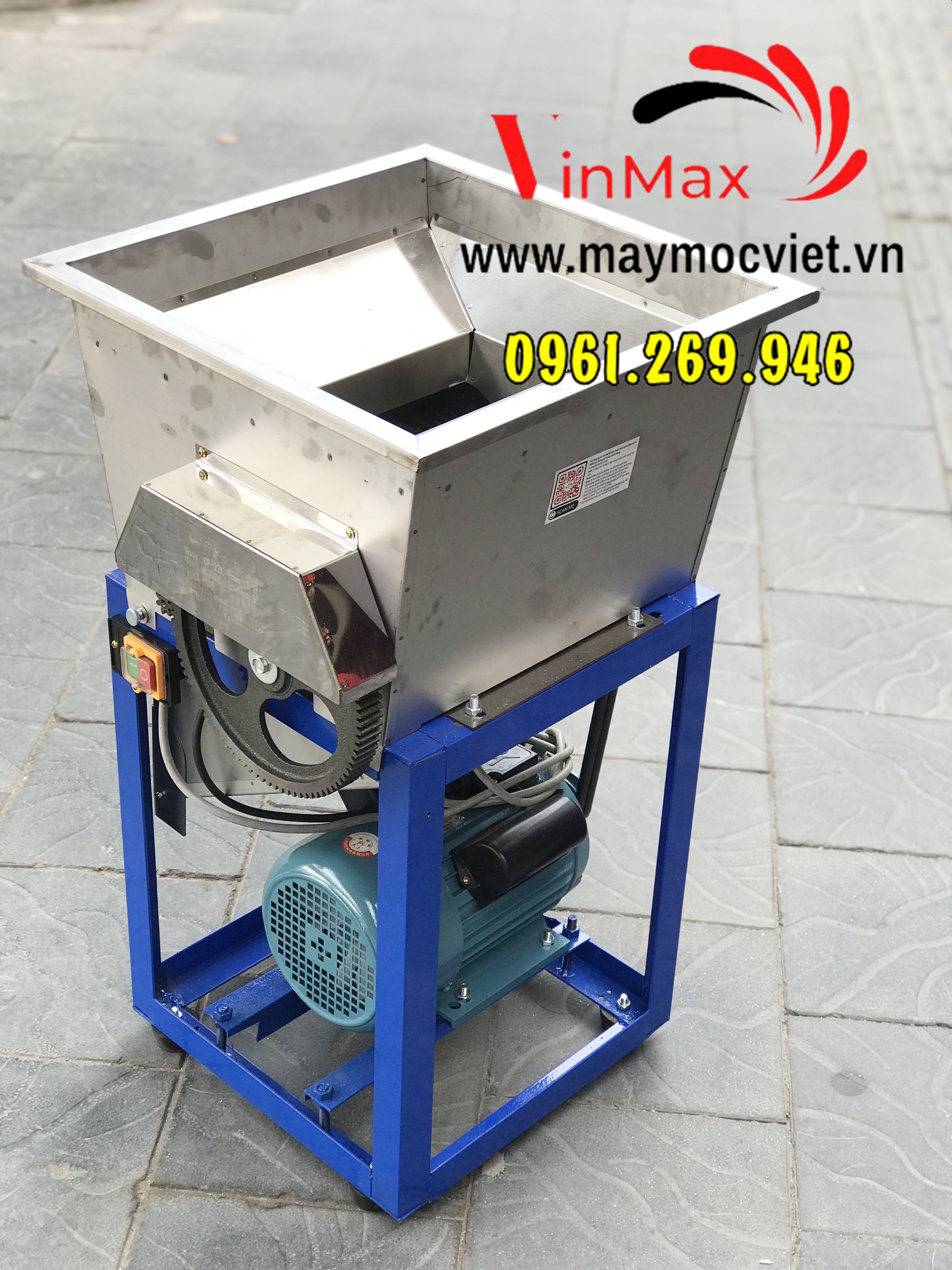 Máy cắt cá tươi 23 lưỡi buồng inox khung sắt động cơ điện 2.2kw