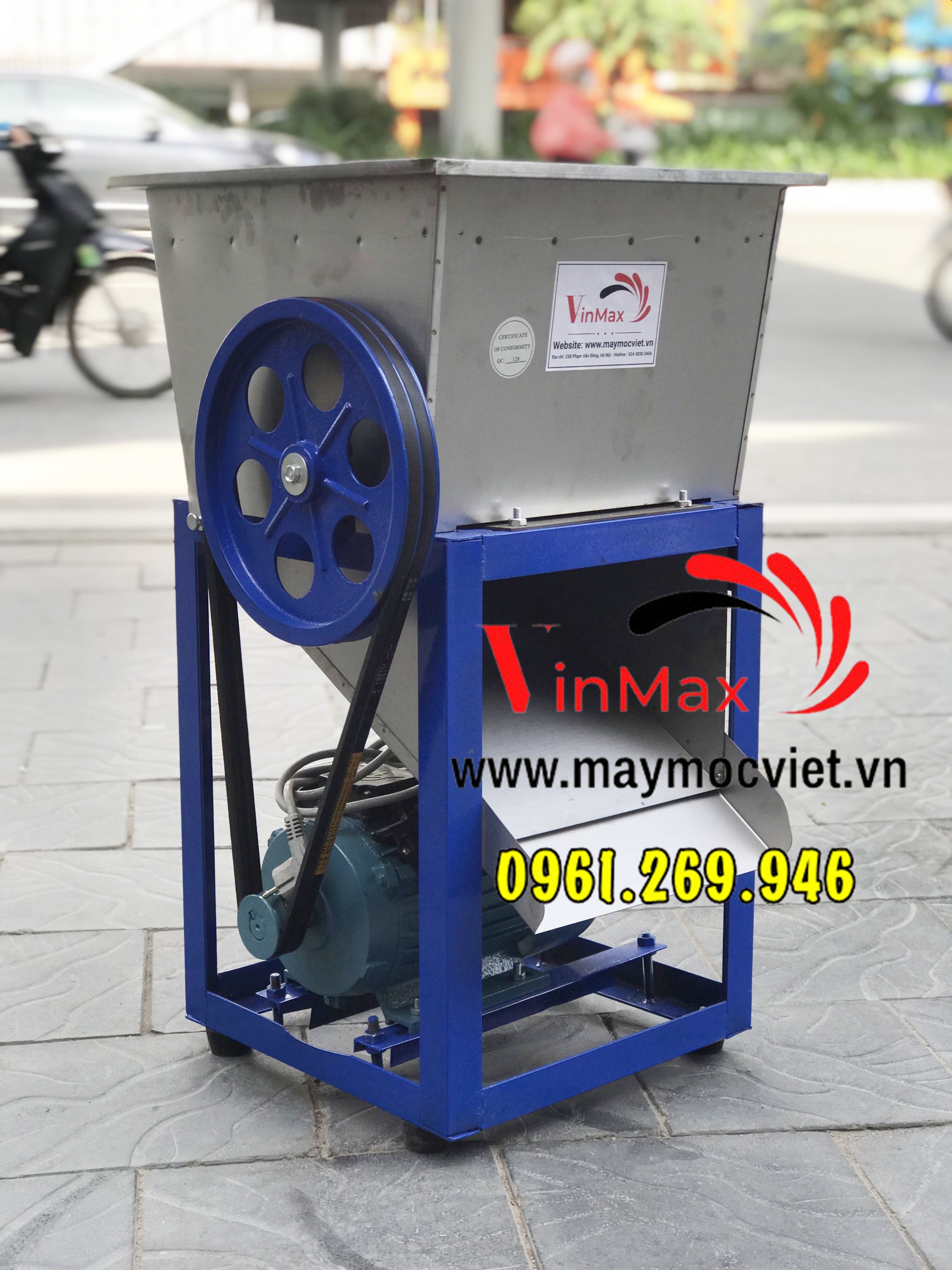 Máy cắt cá tươi 23 lưỡi buồng inox khung sắt động cơ điện 2.2kw