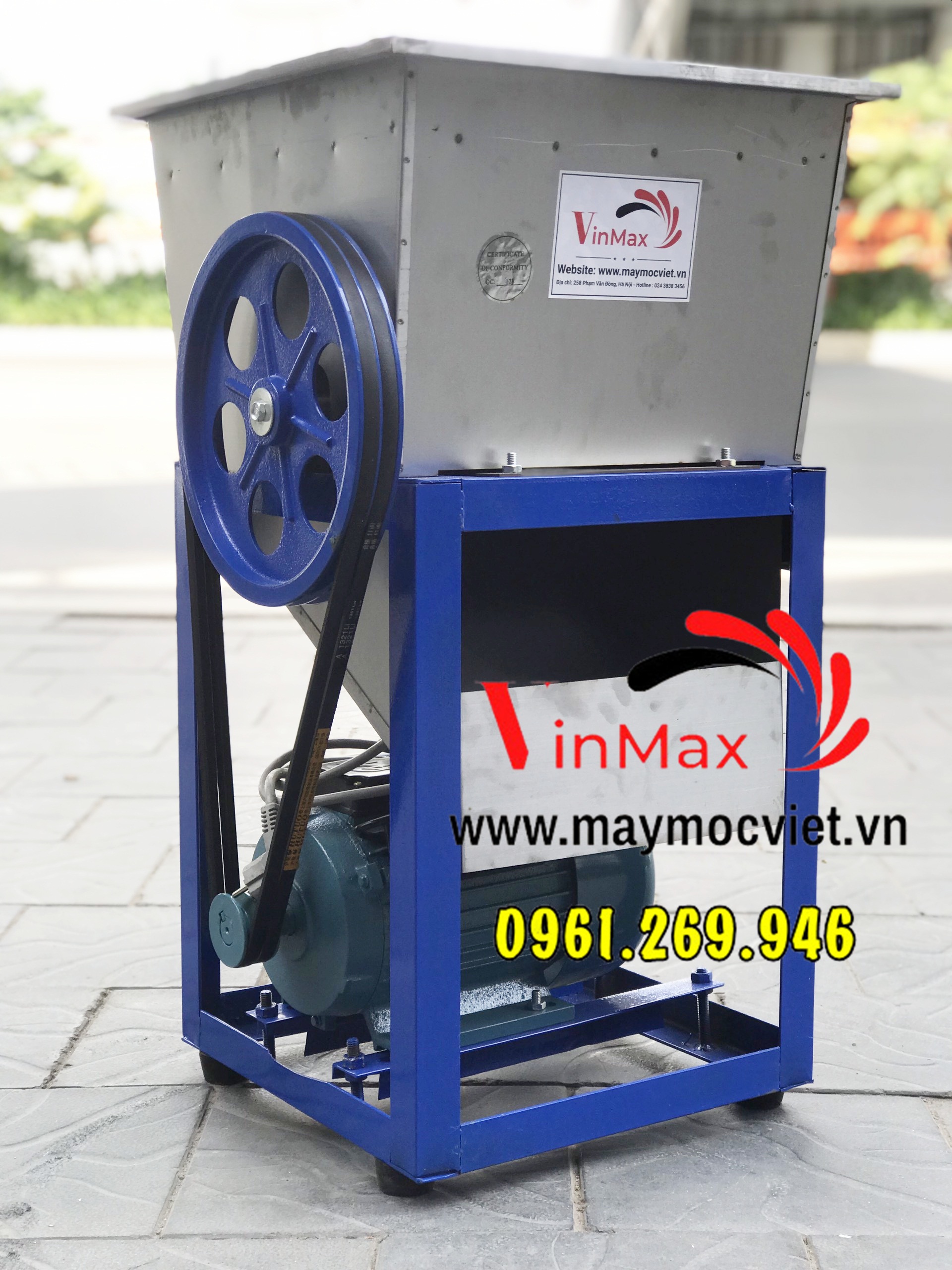 Máy cắt cá tươi 23 lưỡi buồng inox khung sắt động cơ điện 2.2kw