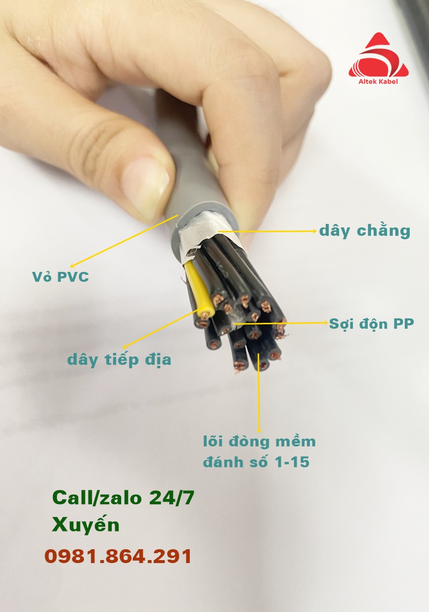 Cáp điều khiển, cáp tín hiệu 16x0.5,16x0.75,16x1.0,16x1.5mm2 Altek