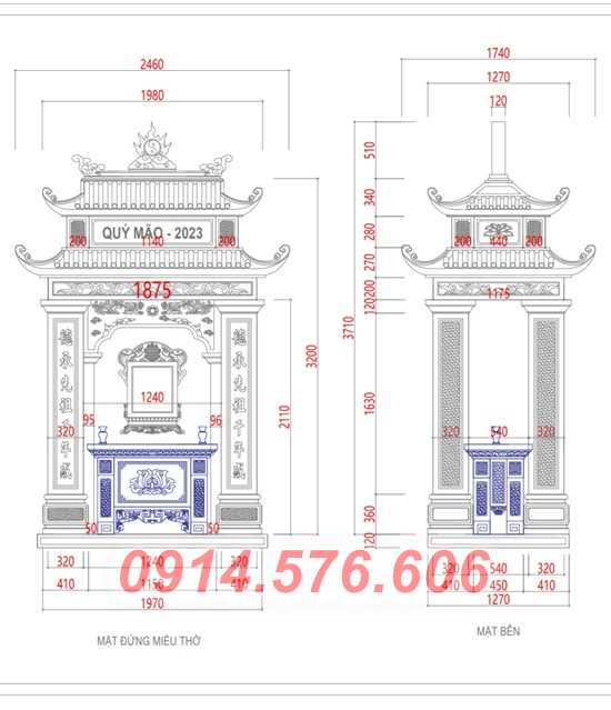 21 miếu thờ đá bán bạc liêu thờ nghĩa trang, tường bao cuốn thư đá