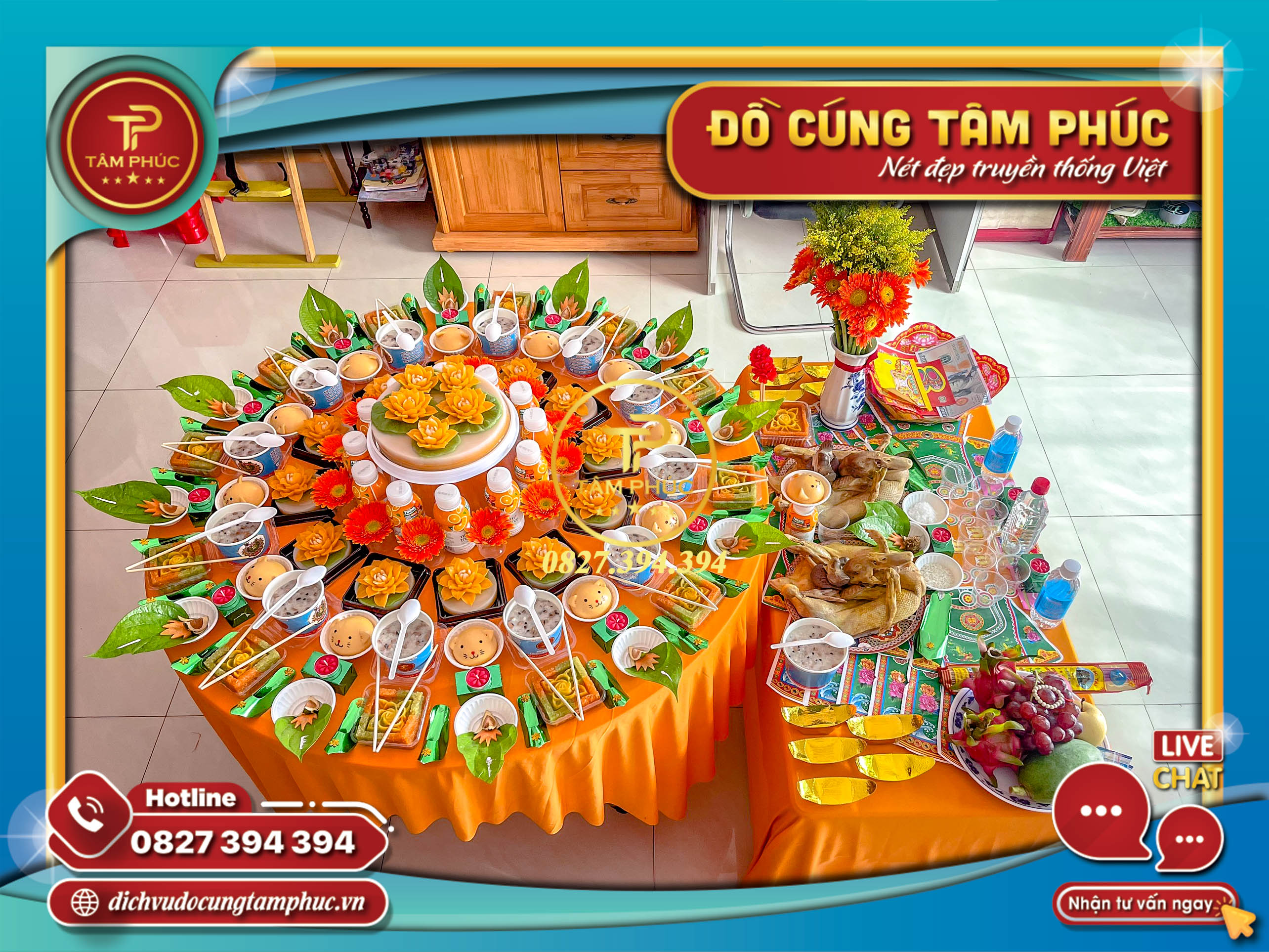 Mâm cúng căn, đày tháng, thôi nôi theo tone màu cho bé.