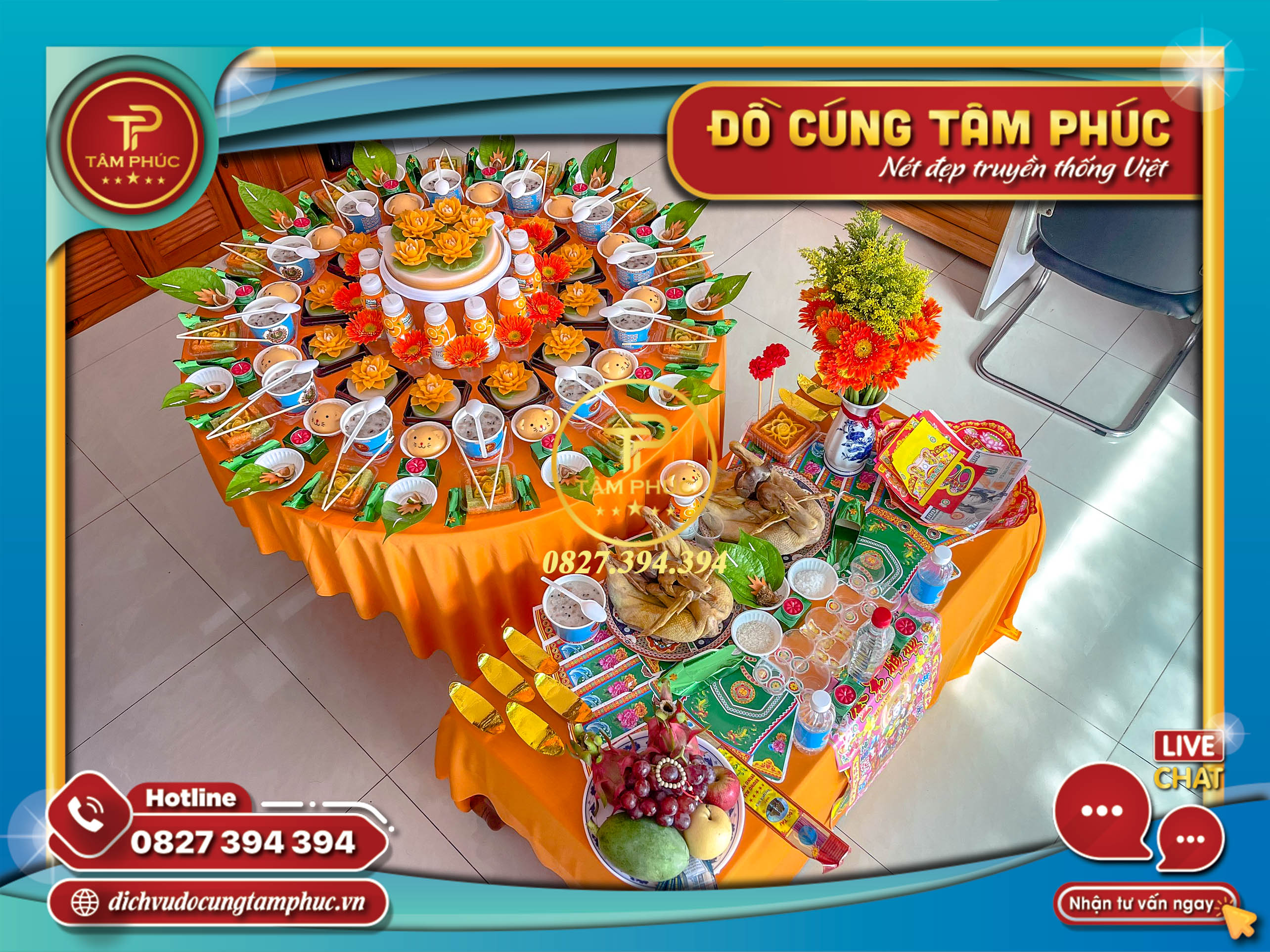 Mâm cúng căn, đày tháng, thôi nôi theo tone màu cho bé.