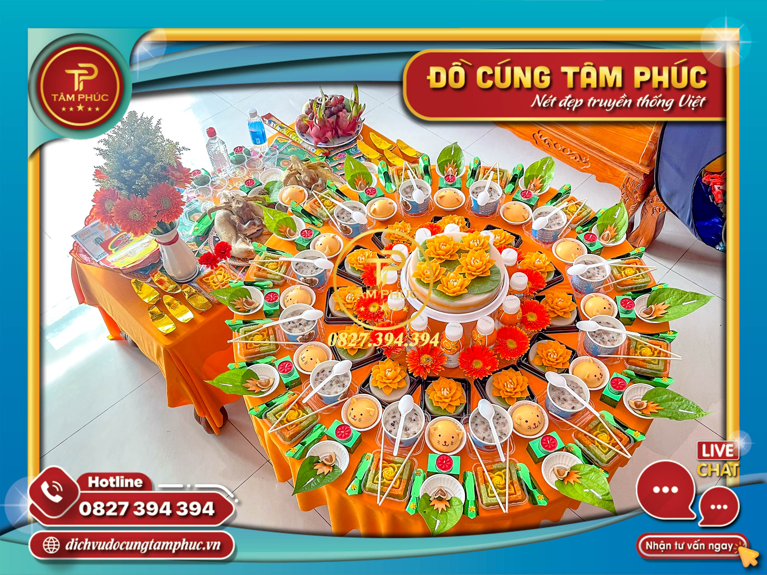Mâm cúng căn, đày tháng, thôi nôi theo tone màu cho bé.