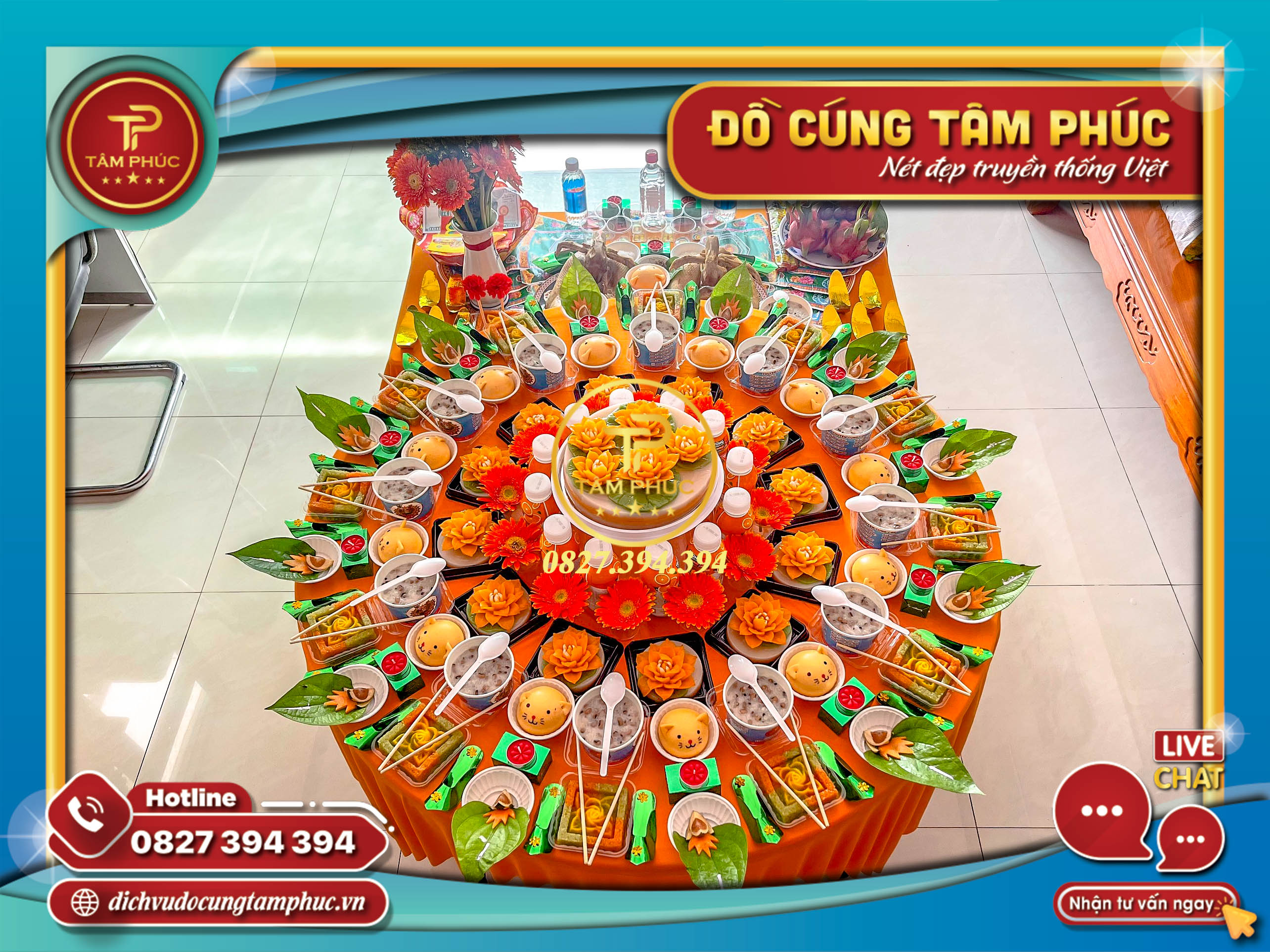 Mâm cúng căn, đày tháng, thôi nôi theo tone màu cho bé.