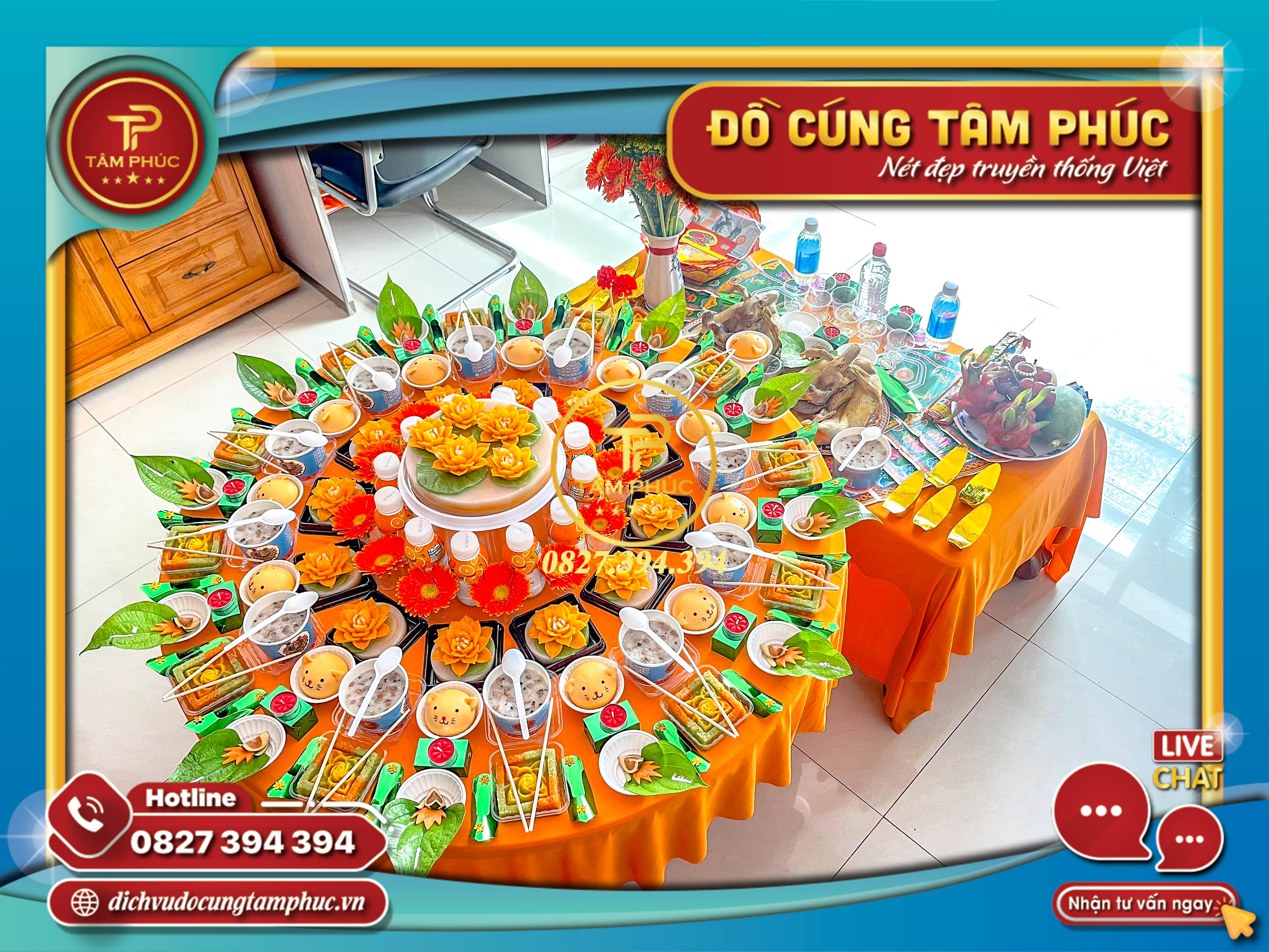 Mâm cúng căn, đày tháng, thôi nôi theo tone màu cho bé.