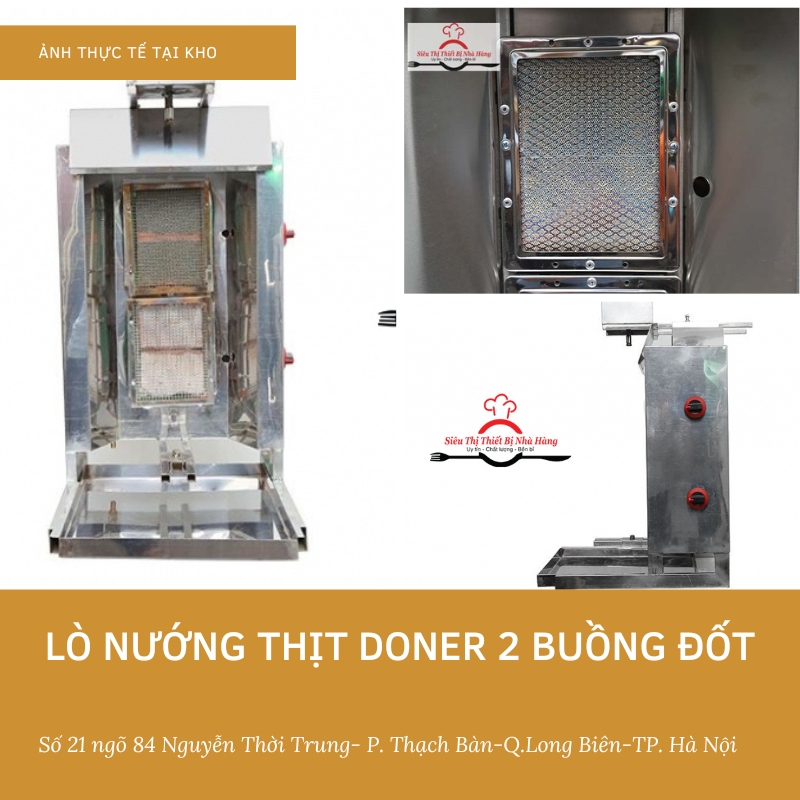 Lò nướng đốt thịt doner 2 buồng đốt