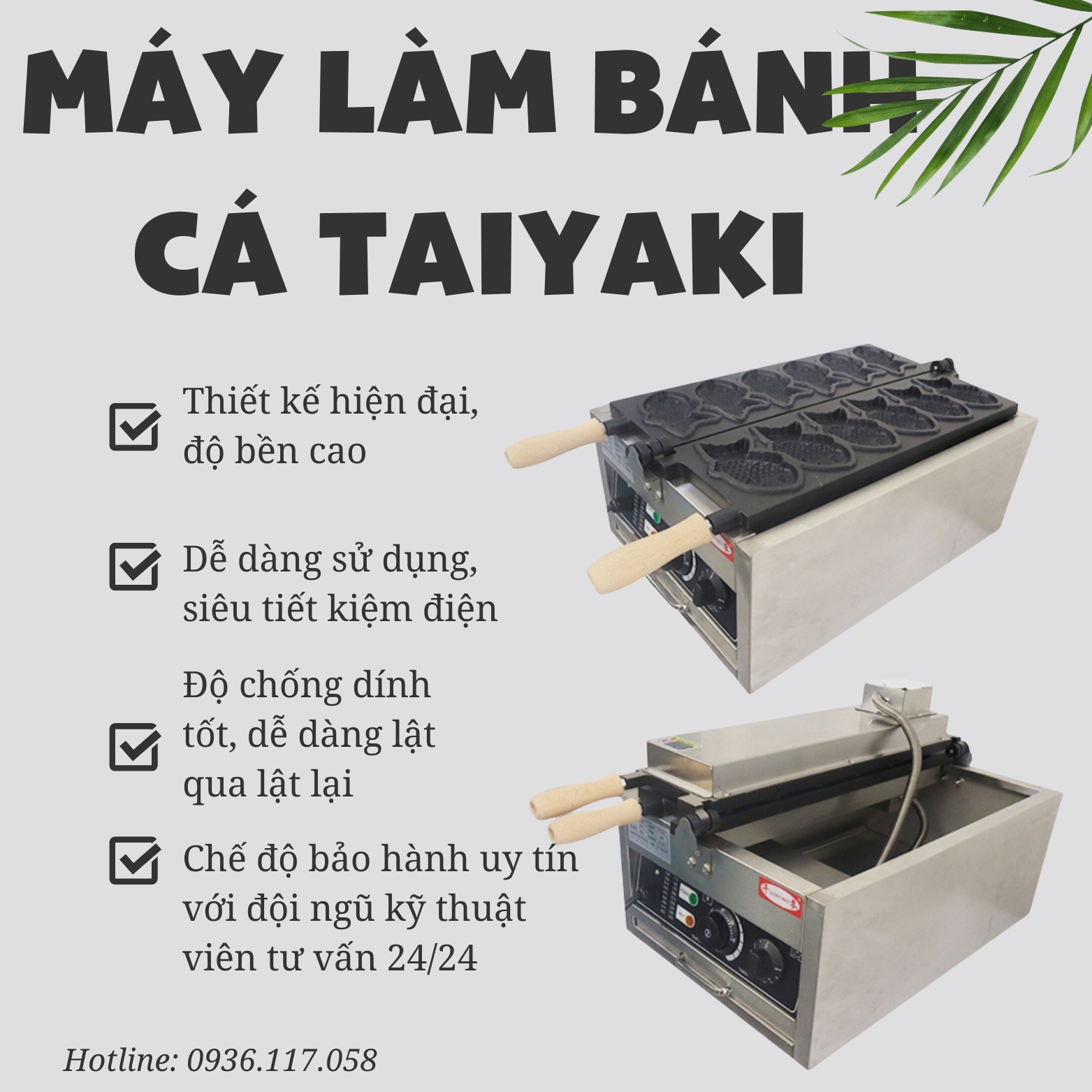 Máy làm bánh cá taiyaki dài 6 con điện