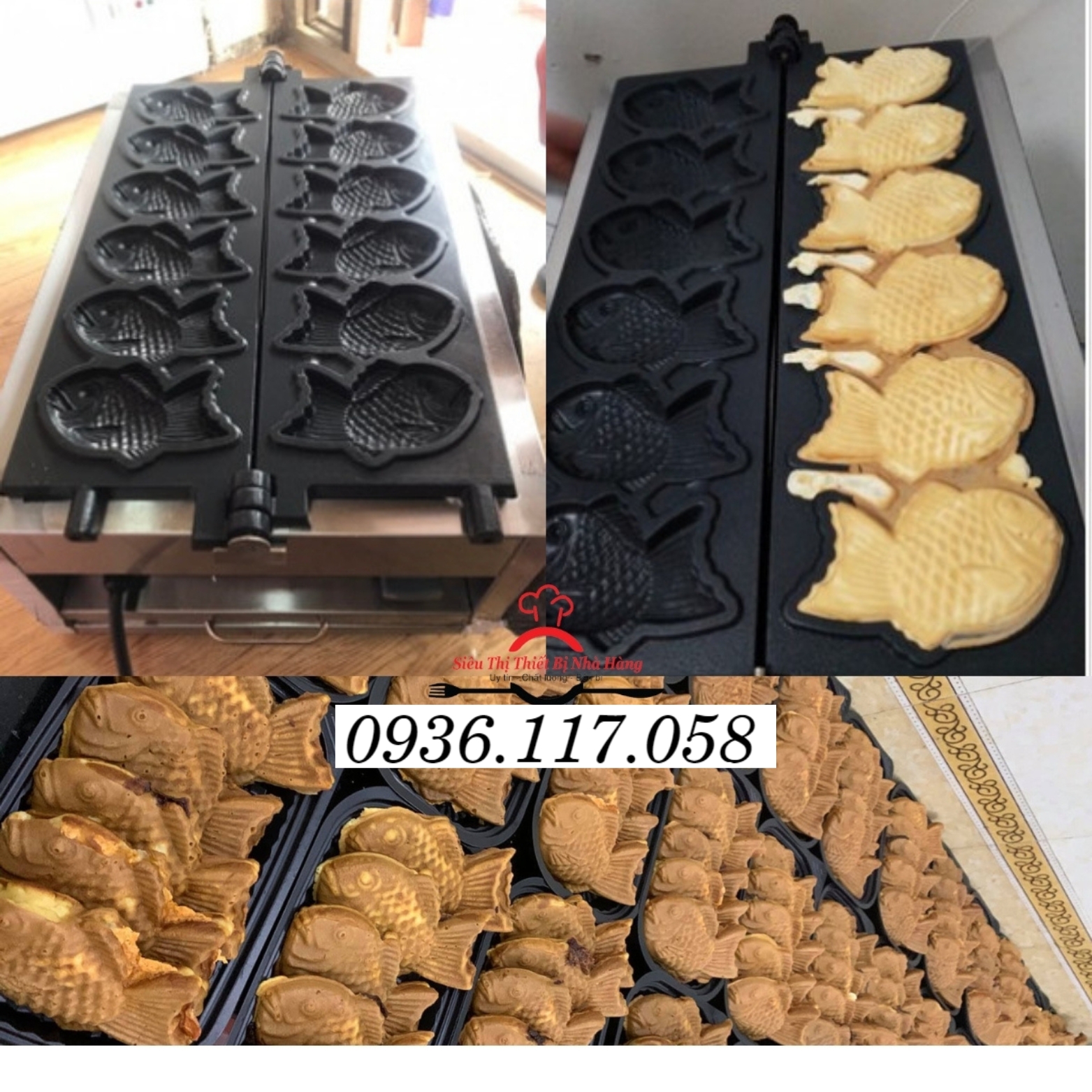 Máy làm bánh cá taiyaki dài 6 con điện