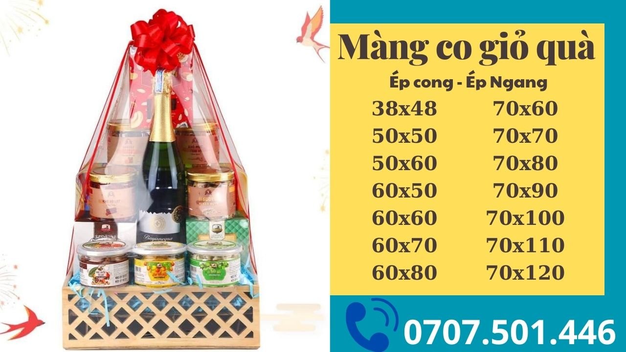 sản xuất phân phối màng co giỏ quà, khay quà