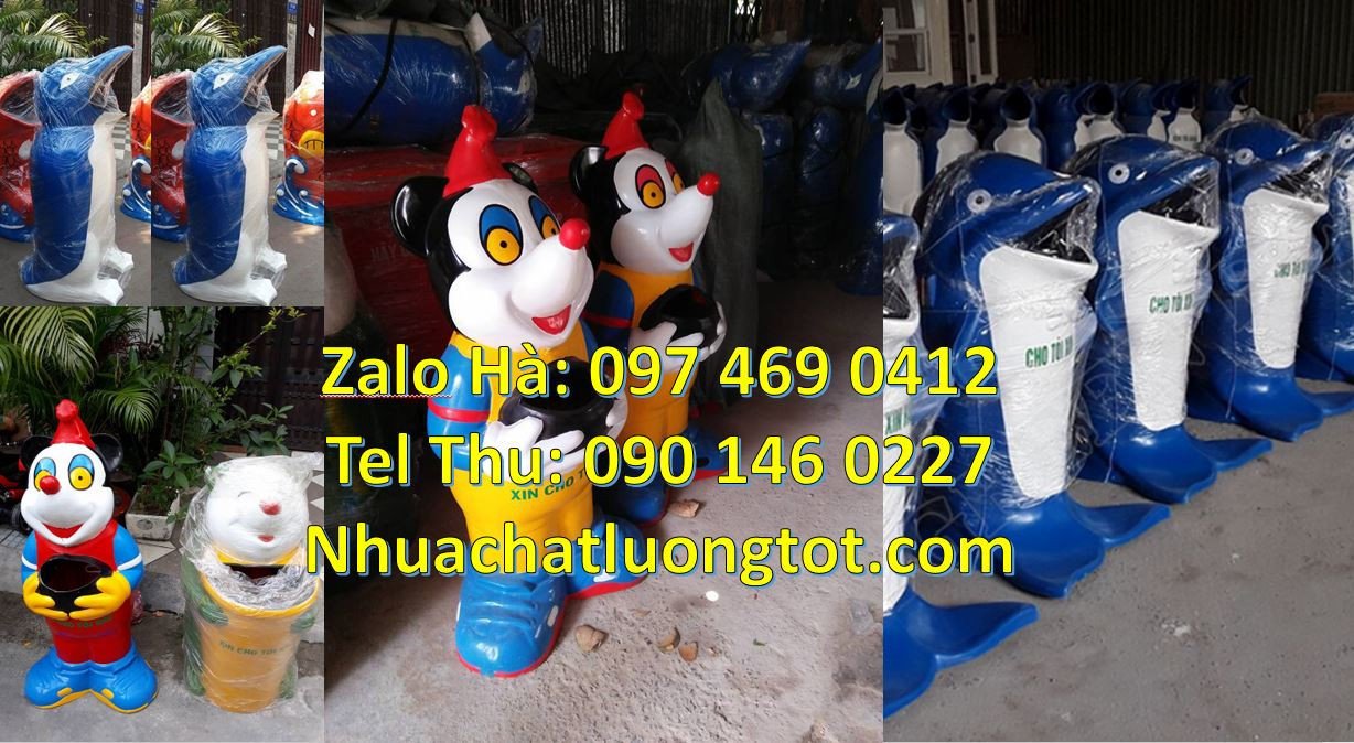 Bán thùng rác hình con chim cánh cụt,thùng rác hình con cá chép màu đỏ
